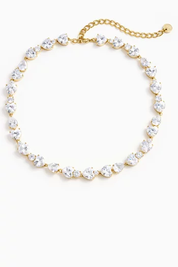 Heart Crystal Necklace in Brass