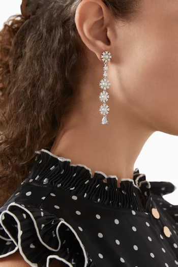 Crystal Pearl Drop Earrings in Brass