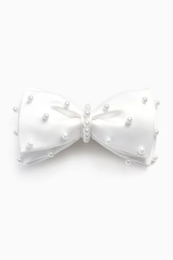 Pearl Bow Hair Clip in Satin