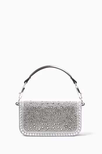 حقيبة كتف لوكو صغيرة مرصعة بأحجار الراين