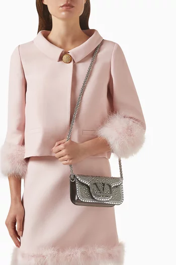 حقيبة كتف لوكو صغيرة مرصعة بأحجار الراين