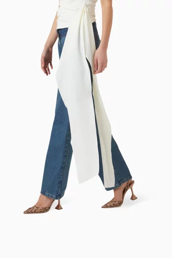 حذاء كلاسيك هولي بسير خلفي وكعب 70 مم قماش شبكي بنقشة جلد الفهد