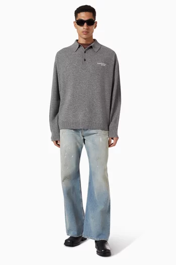 Knit Polo Sweater in Wool
