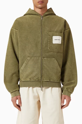 كنزة بغطاء رأس بسحّاب وجيب على الصدر قطن