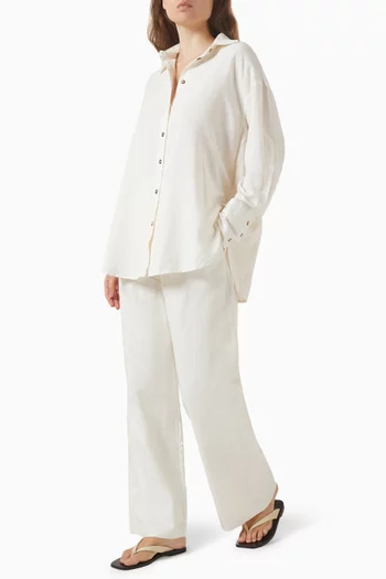 Tailored Wide-leg Pants in Linen Blend