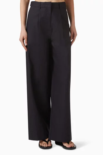 Tailored Wide-leg Pants in Linen Blend