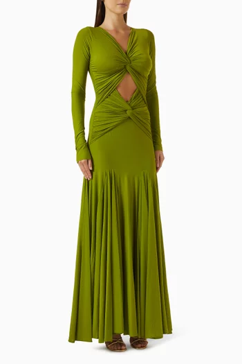deme by gabriella isla long sleeve draped maxi dress Deme By Gabriella Isla Long-Sleeve Draped Maxi Dress In Ivory - 19% Off