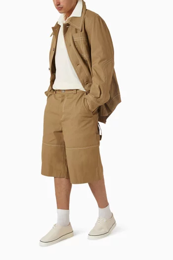 Worker Bermuda Shorts in Cotton Canvas