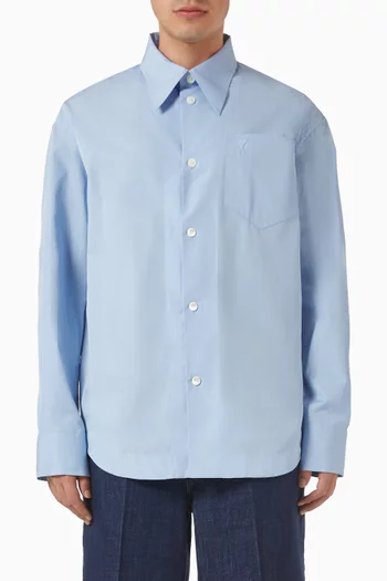 Sharp Collar Ami De Coeur Wide Shirt in Cotton Poplin