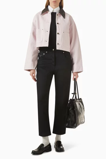 جاكيت بياقة جلد قنب