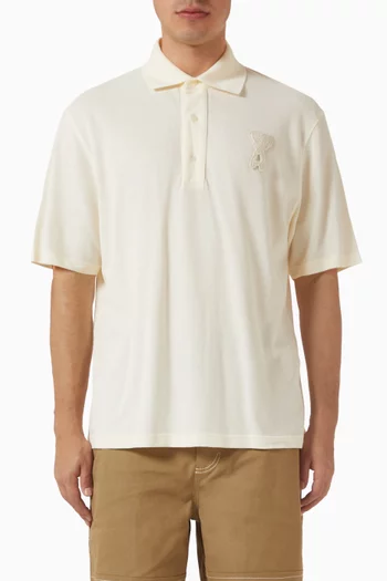 Ami De Coeur Knitted Patch Polo Shirt in Cotton