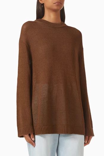 Drop-shoulder Sweater in Cotton-knit