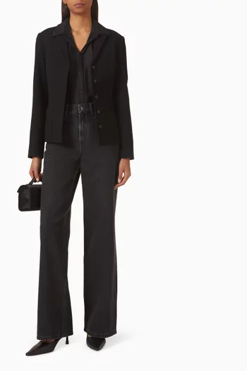 جاكيت بياقة بطية صوف