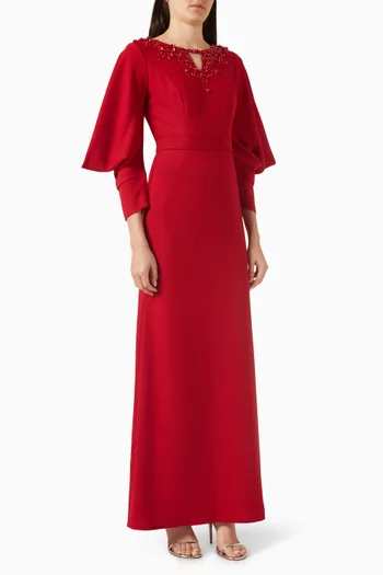 Bead-embellished Belted Dress