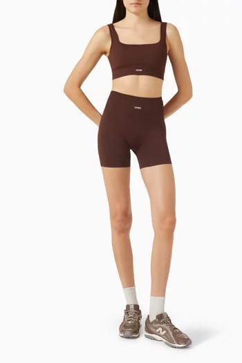 شورت كوتور بحزام خصر مضلع بدون حياكة