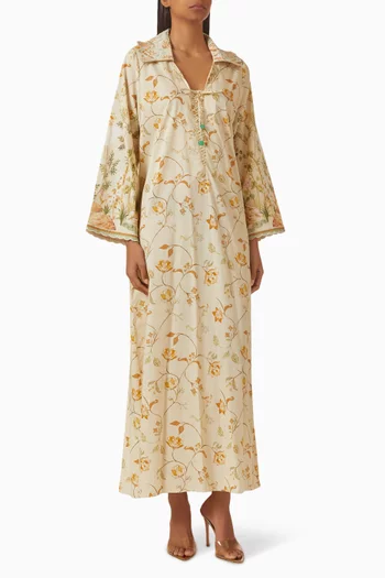 Iris Tassel Kaftan in Silk