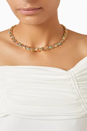 قلادة رقبة مرصعة بكريستال سواروفسكي ملون فينتج من التسعينيات