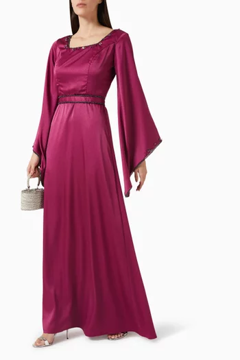 Bead-embellished Belted Dress