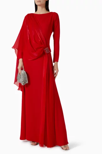 Bead-embellished Drape Dress