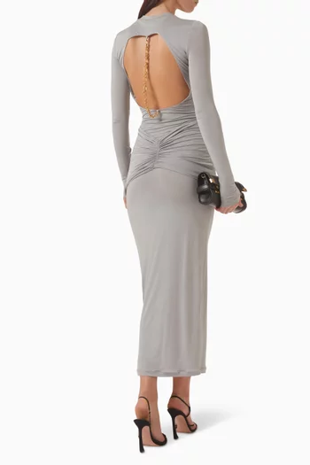 Ruched Open-back Dress in Jersey