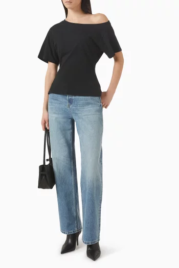 بنطال جينز بتصميم على الخصر وقصة فضفاضة دينم