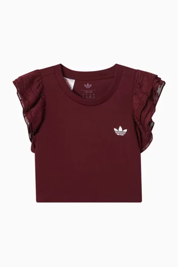 Ruffled Logo T-shirt in Cotton
