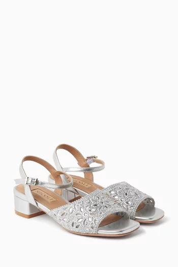 صندل أزيل مطرز بالكريستال