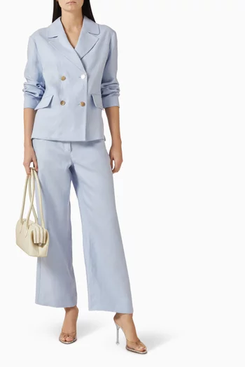 جاكيت بصفي أزرار كتان