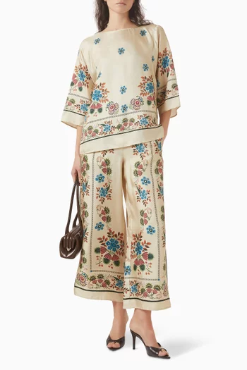 Printed Top in Silk Twill