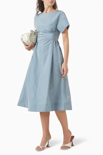 Belted Midi Dress in Taffeta