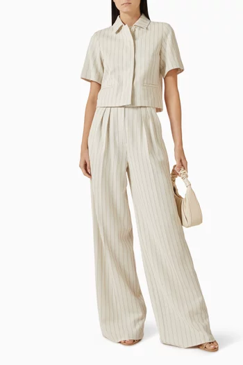 Tailored Pinstriped Wide-leg Pants