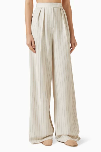 Tailored Pinstriped Wide-leg Pants