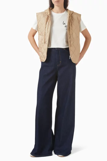 تي شيرت مزين بطبعة مطرزة قطن