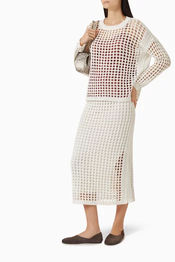 تنورة متوسطة الطول نسيج شبكي