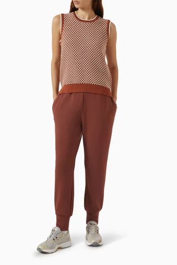 بلوزة جينسون بلا أكمام نسيج قطن بحياكة