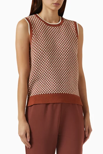 بلوزة جينسون بلا أكمام نسيج قطن بحياكة