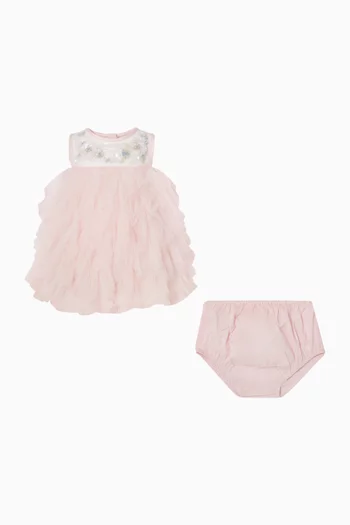 Embellished Ruffled Dress in Tulle