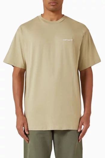 تي شيرت بتطريز شعار الماركة قطن