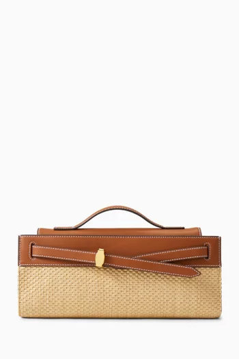 Dash Clutch in Raffia & Leather