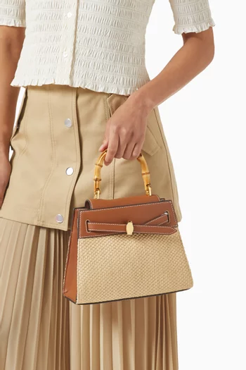 Dash Top-handle Bag in Raffia & Leather