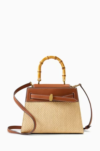 Dash Top-handle Bag in Raffia & Leather