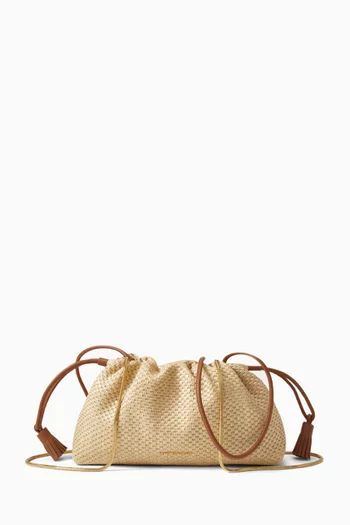 Small Stash Crossbody Bag in Raffia & Leather