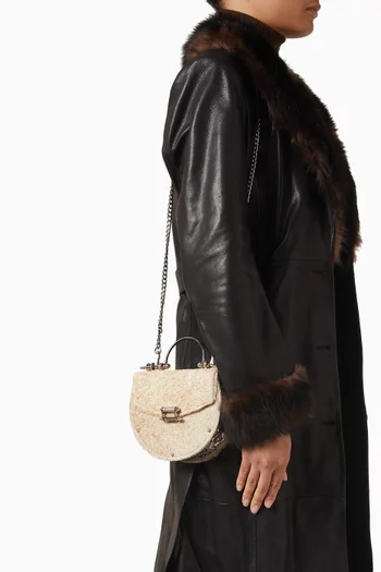 حقيبة أوك بيد علوية محفورة شمواه جلد عجل