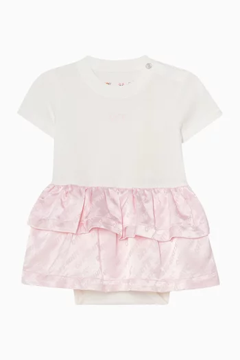Jacquard Off Satin Mix Dress
