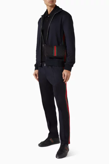 حقيبة كروس لونيتا صغيرة بنقشة حرفي GG قنب