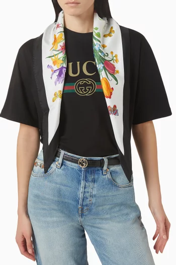 وشاح مزين بنقشة حرير تويل