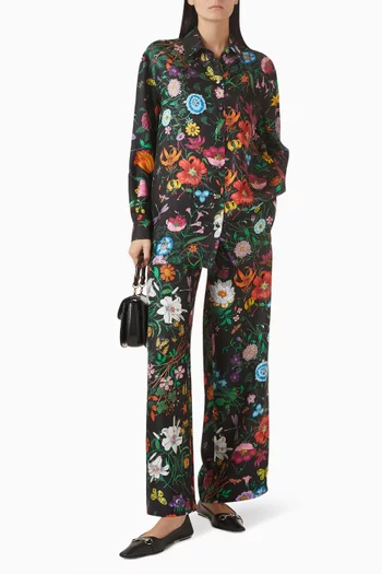 بنطال بنقشة حرير تويل