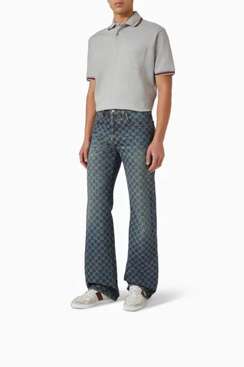 سنيكرز بنقشة حرفي GG جلد