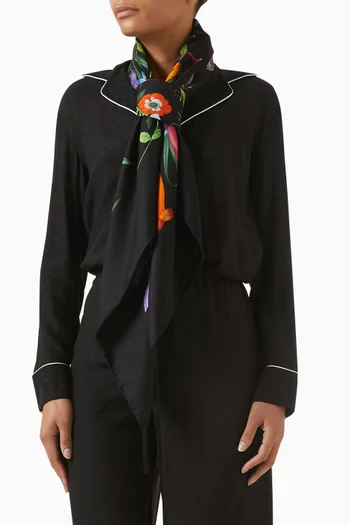 وشاح بنقشة زهور حرير تويل