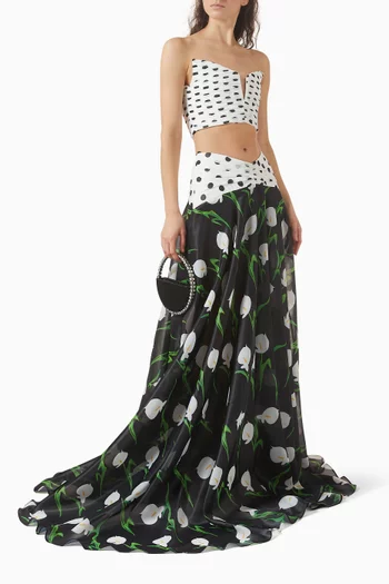 Polka Dot Draped Corset Top